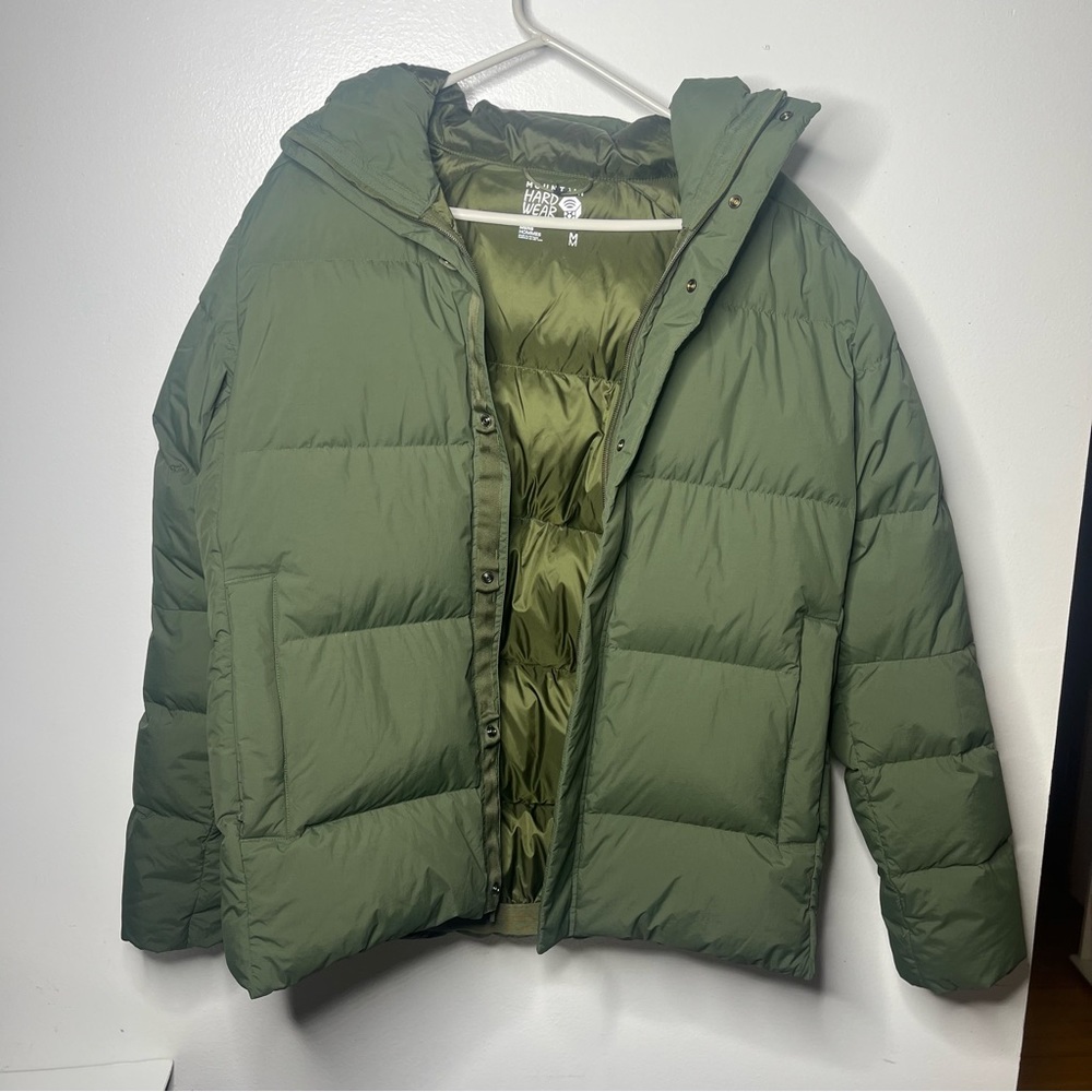 MOUNTAIN HARDWEAR Green Down Sz M Jacket with Hood